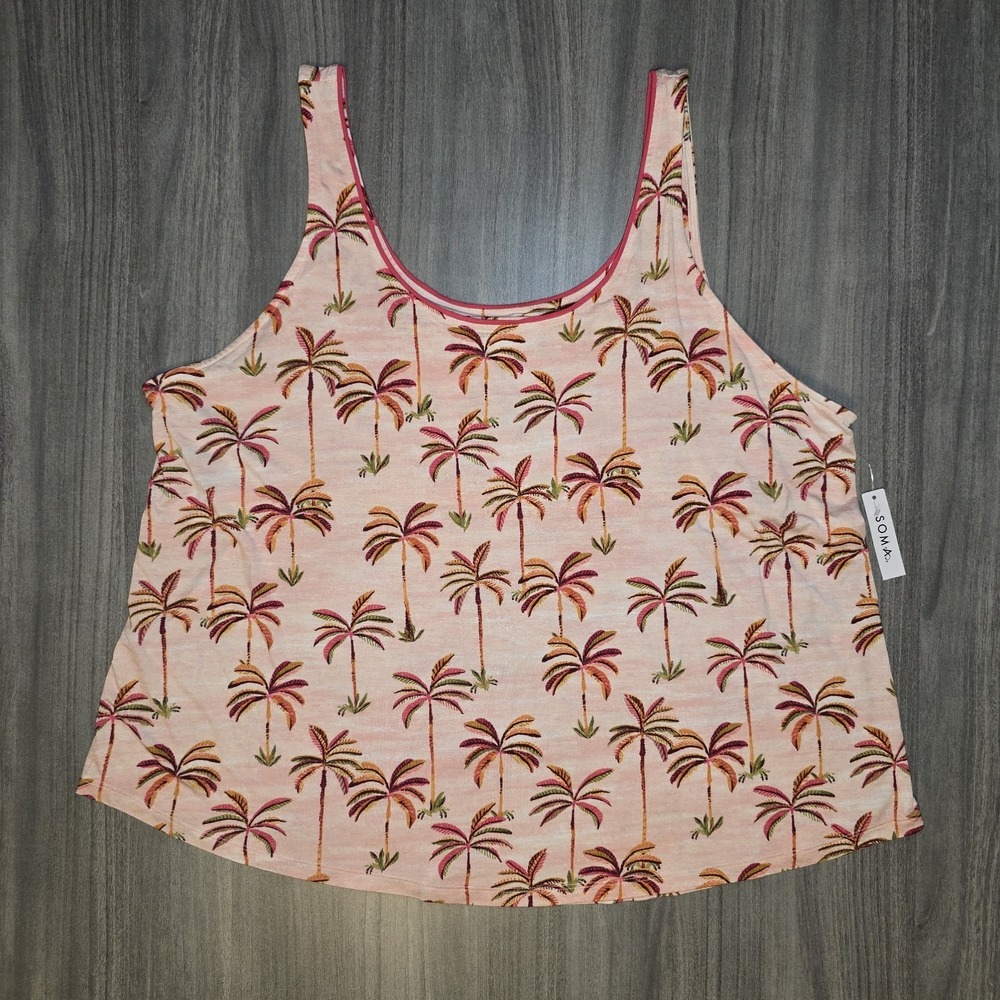 NWT Soma Cool Nights Tank Shake Your Palm Palms Palm Tree Soft Tropical Sz XXL